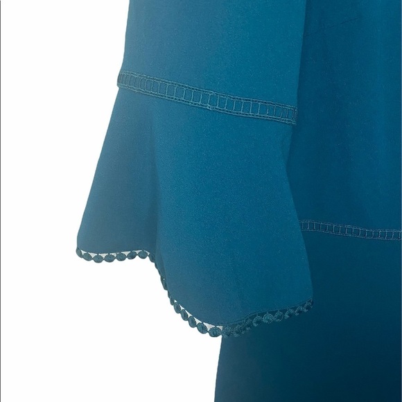 Betsy Johnson bell sleeve sheath teal dress size10 - Picture 8 of 12